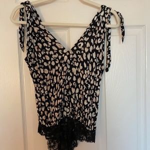 FREE PEOPLE leopard tie-shoulder bodysuit